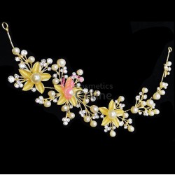 Tiara Ti032FF Auriu pentru mirese cu cristale si perle